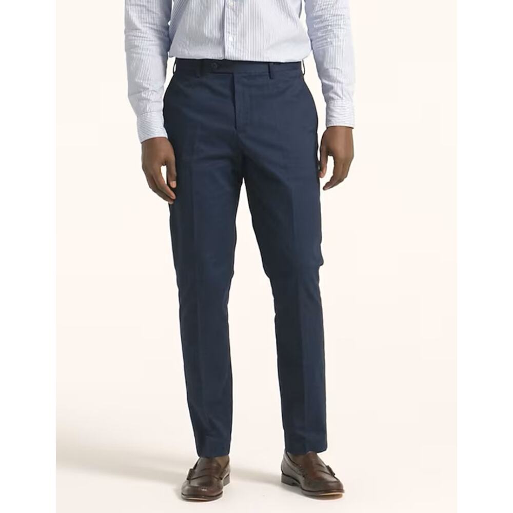 J.Crew Bowery Chino Dress Pants Mens 36x32 Navy Blue Stretch Flat Front Unlined